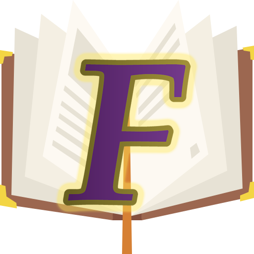A magical, purple F floats to life from a book!